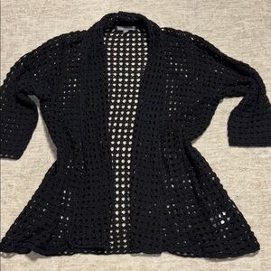 XL 14/16 black cardigan swim cover sweater wide knit 3/4 sleeve Jessica London